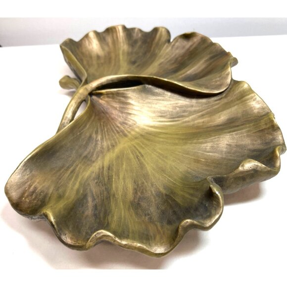 Pier 1 Decorative Tray/Bowl Ginkgo Biloba Leaves Living Room Entry Table 16 x 10 - Picture 5 of 7
